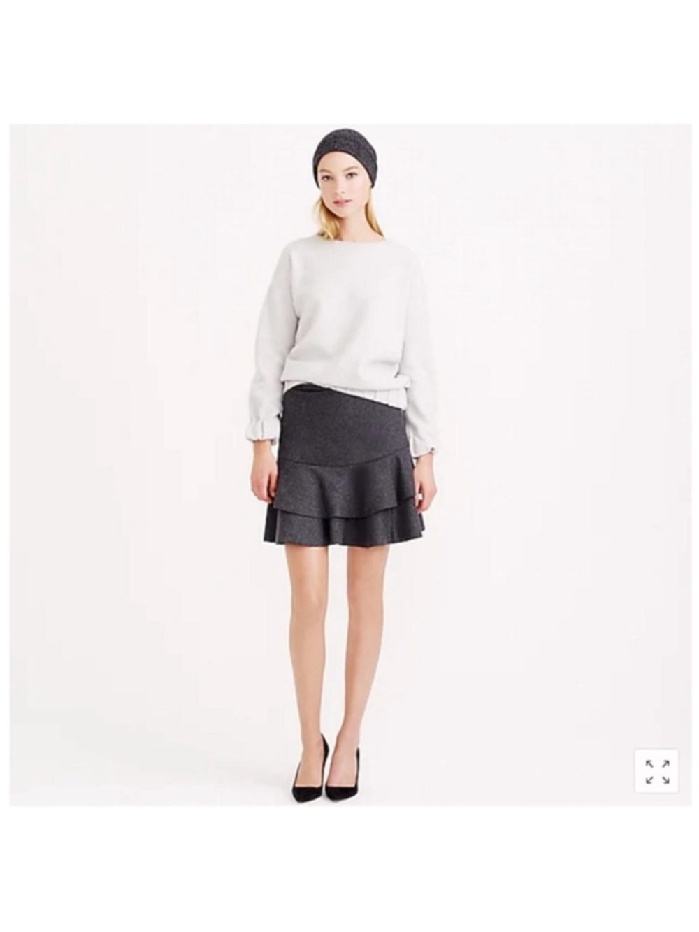 J.Crew Bonded Wool Flounce Mini Skirt Size 10 Coquette Dark Academic J2